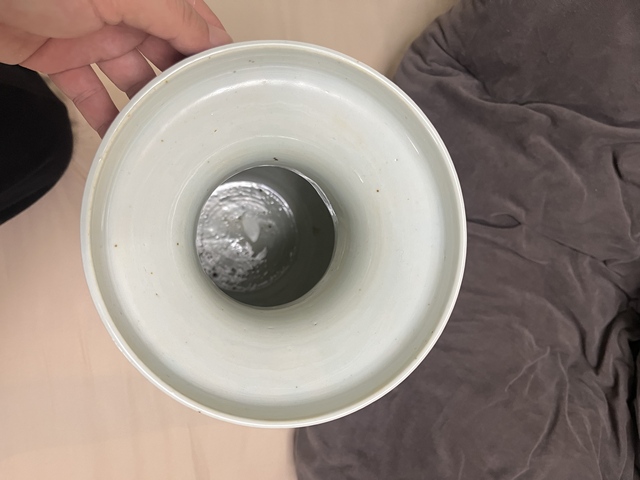 古玩陶瓷清中期青花盤(pán)口瓶真品鑒賞圖