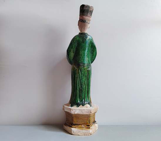 古玩陶瓷巨大的明代三彩人物站立俑47.2厘米拍賣，當前價格266元