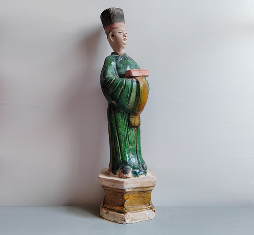 古玩陶瓷巨大的明代三彩人物站立俑47.2厘米拍賣，當前價格266元