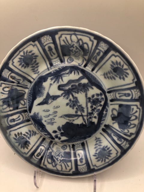 古玩陶瓷青花花鳥紋盤（日本）真品鑒賞圖