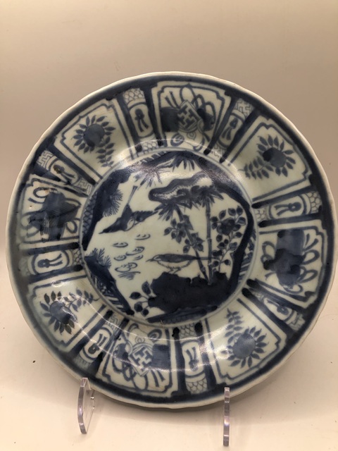 古玩陶瓷青花花鳥紋盤（日本）真品鑒賞圖