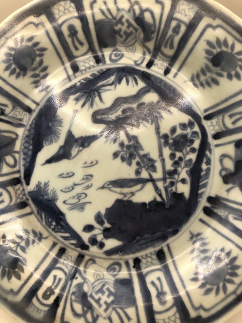古玩陶瓷青花花鳥紋盤（日本）真品鑒賞圖