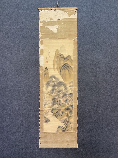 古玩字畫王海仙小青綠山水立軸真品鑒賞圖