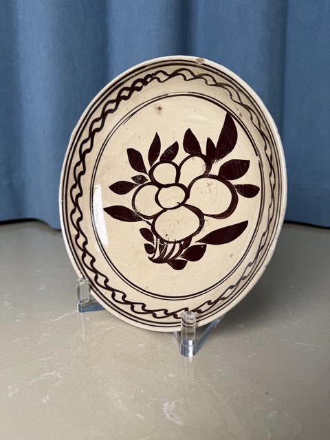 古玩陶瓷明代 磁州窯花卉紋盤拍賣，當前價格360元