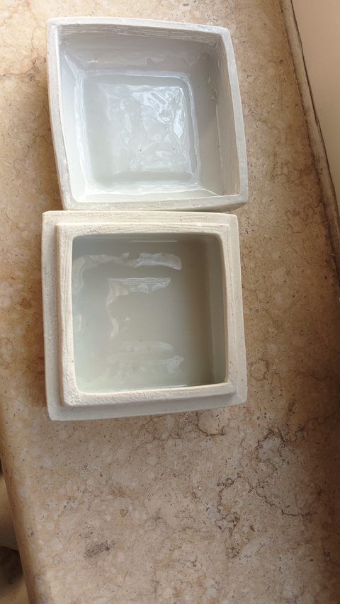 古玩陶瓷白釉四方蓋盒真品鑒賞圖