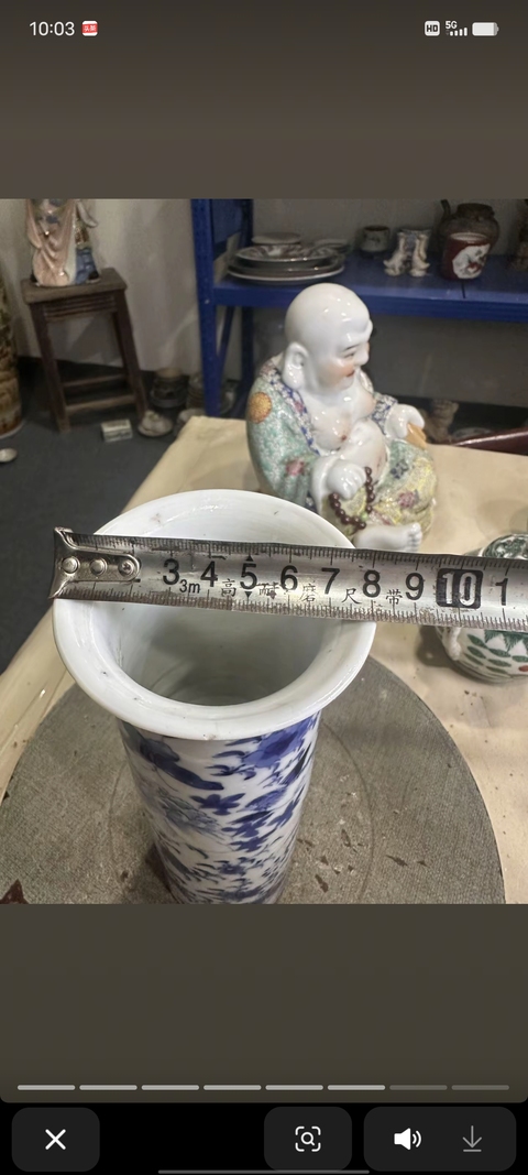 古玩陶瓷花蝶紋青花花觚真品鑒賞圖