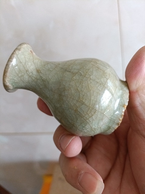 古玩陶瓷龍泉青瓷玉壺春瓶真品鑒賞圖