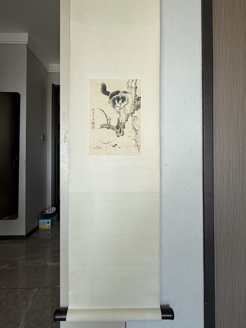 古玩字畫孫菊生貓魚圖真品鑒賞圖