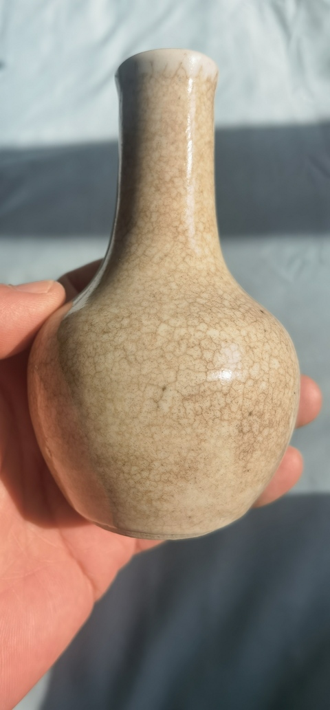 古玩陶瓷哥釉天球瓶真品鑒賞圖