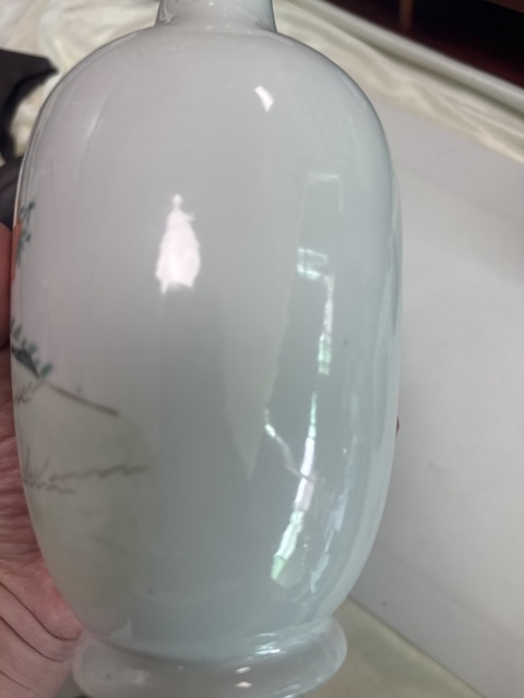 古玩陶瓷粉彩麻姑獻壽圖撇口瓶真品鑒賞圖