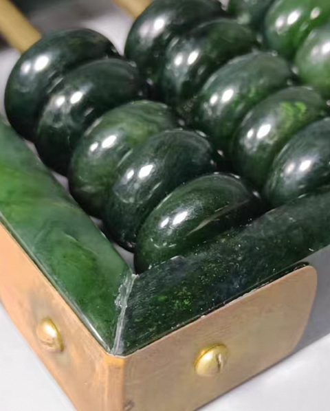 古玩玉器和田碧玉算盤真品鑒賞圖