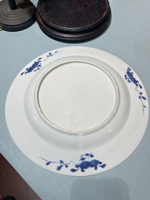 古玩陶瓷清康熙青花提籃盤真品鑒賞圖