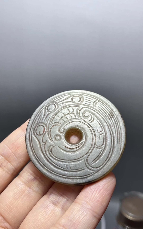 古玩玉器和田玉雕“鳳鳥紋璧”真品鑒賞圖