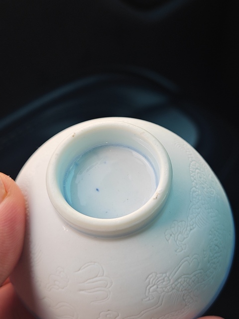 古玩陶瓷日本明治青花魚化龍紋茶碗，工藝即是日本真品鑒賞圖