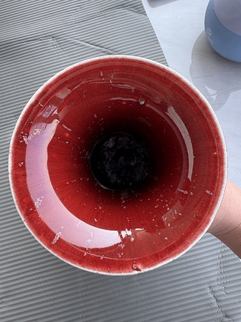 古玩陶瓷郎紅釉撇口瓶真品鑒賞圖