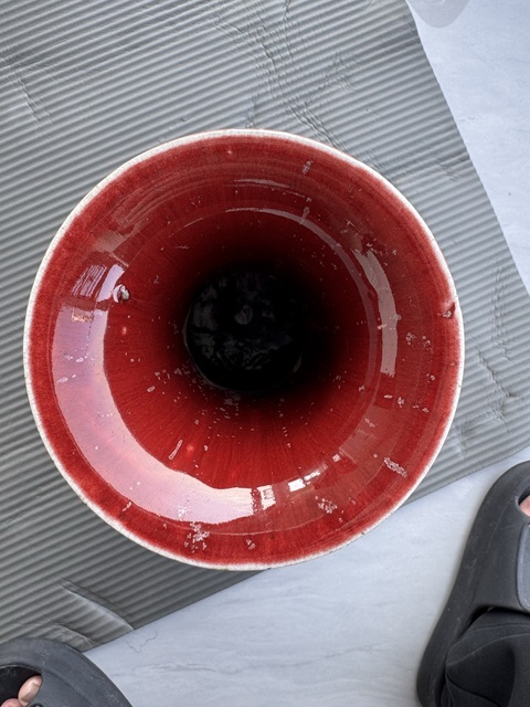 古玩陶瓷郎紅釉撇口瓶真品鑒賞圖