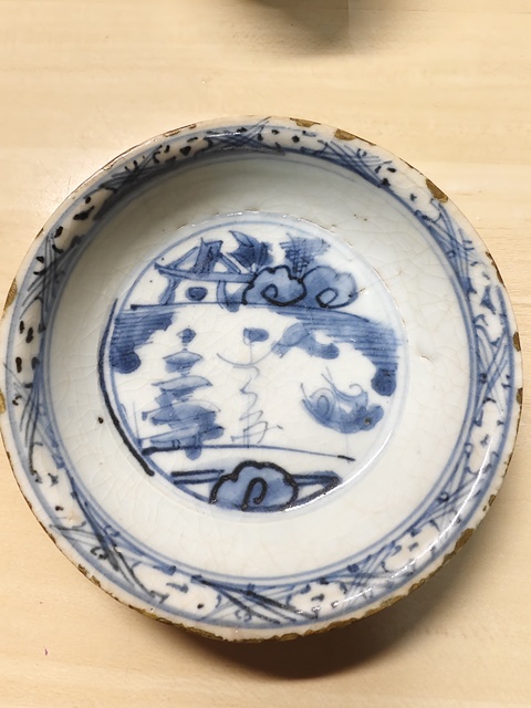 古玩陶瓷青花山水人物盤拍賣，當前價格880元