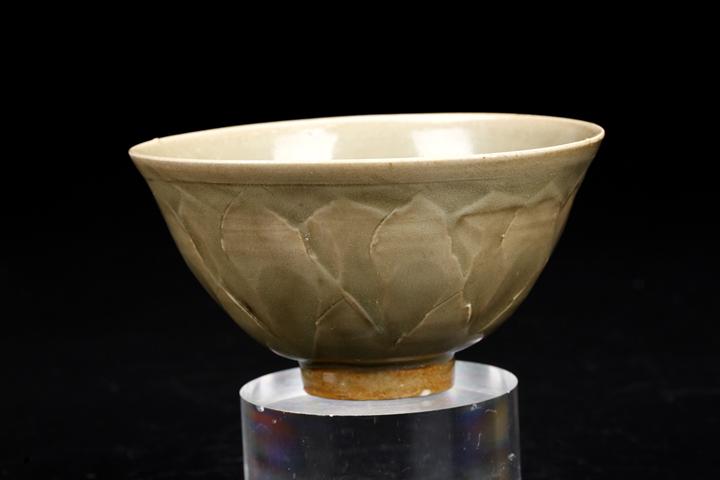 古玩陶瓷北宋耀州窯外刻蓮盞真品鑒賞圖