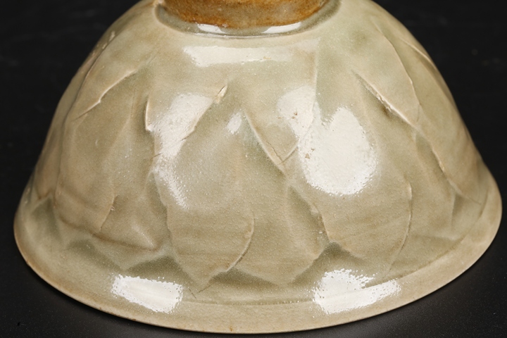 古玩陶瓷北宋耀州窯外刻蓮盞真品鑒賞圖