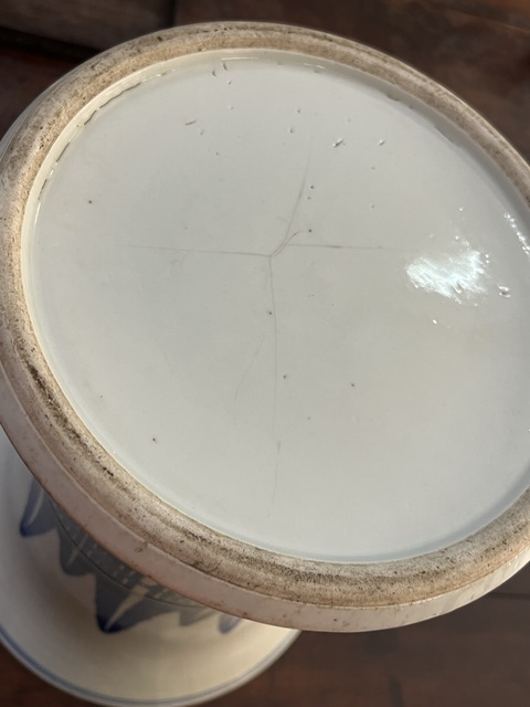 古玩陶瓷蕉葉紋青花束腰花觚真品鑒賞圖