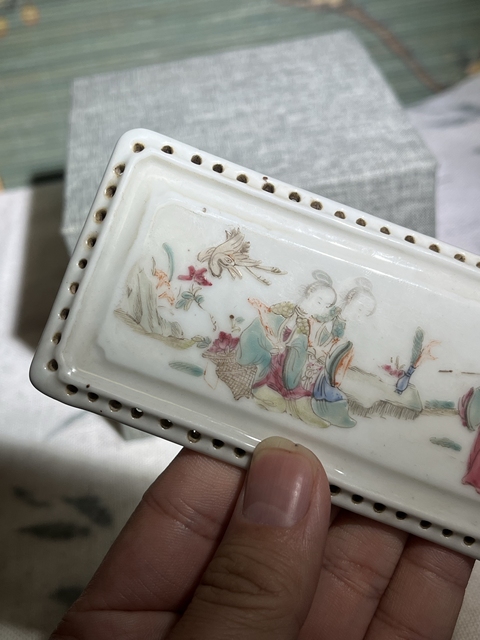 古玩陶瓷清代精品粉彩人物故事紋瓷板拍賣，當前價格998元