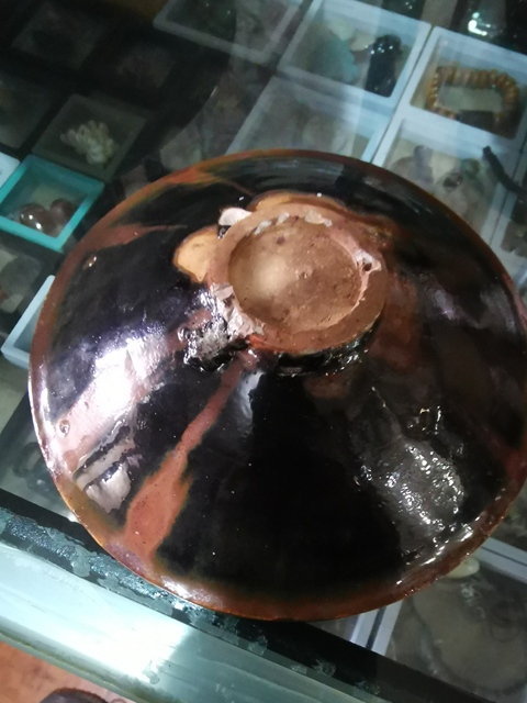 古玩陶瓷耀州窯鐵銹花盞真品鑒賞圖