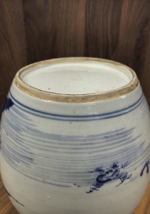 古玩陶瓷山水紋青花罐真品鑒賞圖