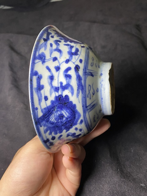 古玩陶瓷清中期花卉紋青花碗拍賣，當前價格246元