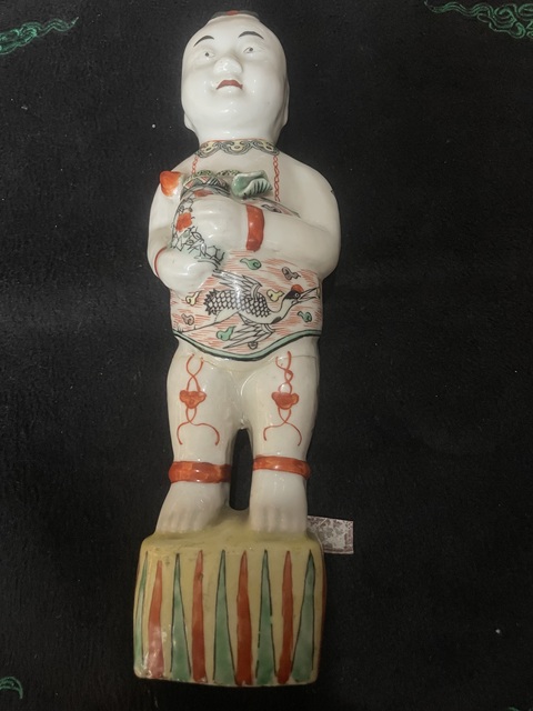 古玩陶瓷五彩執(zhí)蓮?fù)釉煜裾嫫疯b賞圖