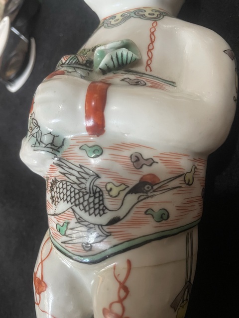 古玩陶瓷五彩執(zhí)蓮?fù)釉煜裾嫫疯b賞圖