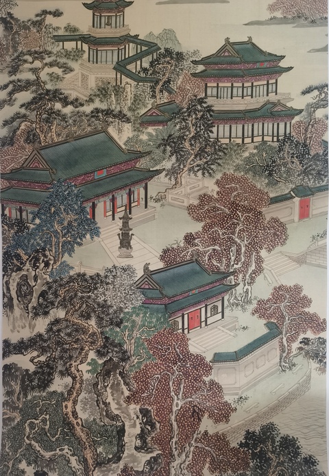 古玩字畫張孝友界畫山水立軸真品鑒賞圖