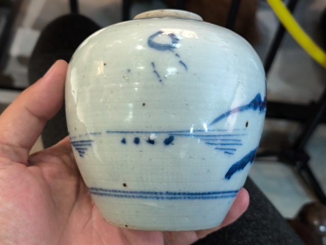 古玩陶瓷青花山水人物紋罐真品鑒賞圖