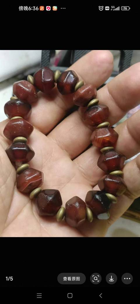 古玩玉器瑪瑙多愣碟型珠真品鑒賞圖