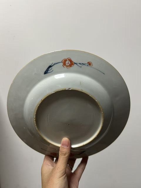 古玩陶瓷青花礬紅描金盤真品鑒賞圖