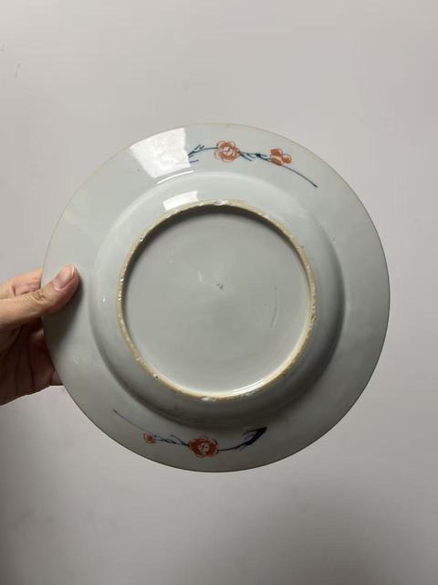 古玩陶瓷青花礬紅描金盤真品鑒賞圖