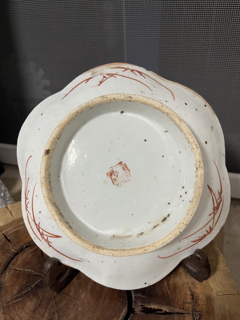 古玩陶瓷松石地粉彩花卉紋貢盤真品鑒賞圖