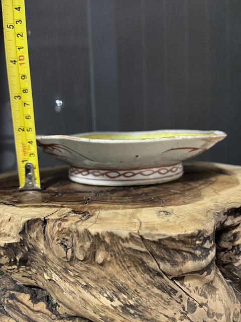 古玩陶瓷松石地粉彩花卉紋貢盤真品鑒賞圖