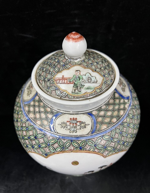 古玩陶瓷晚清小康五彩開窗人物將軍罐拍賣，當前價格2500元