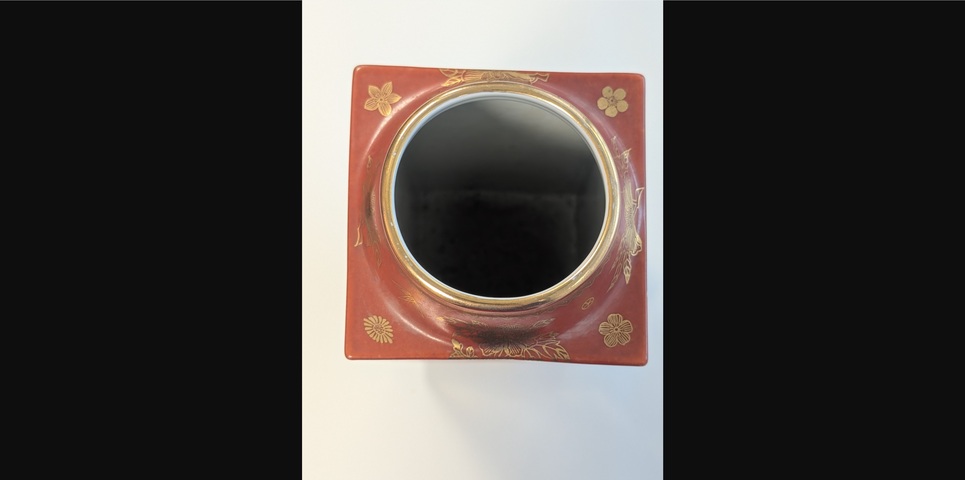 古玩陶瓷山水紋琮式瓶真品鑒賞圖