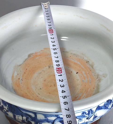 古玩陶瓷人物紋青花三足香爐真品鑒賞圖