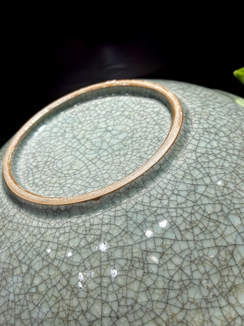古玩陶瓷仿龍泉青釉冰片紋盤真品鑒賞圖