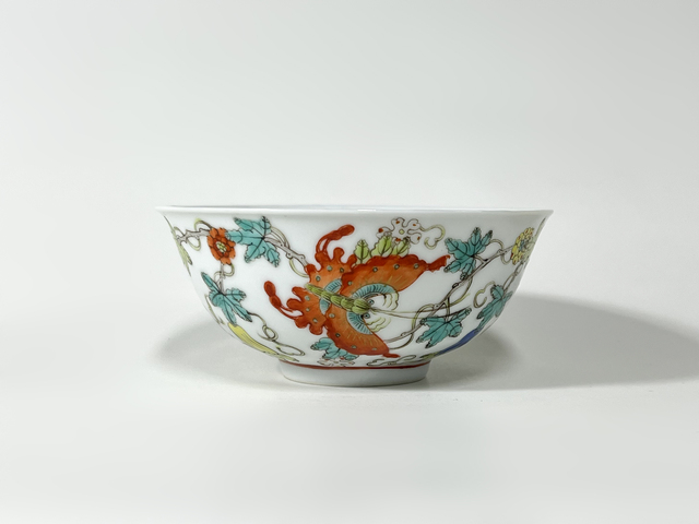 古玩陶瓷民國(guó)·粉彩瓜瓞綿綿紋碗真品鑒賞圖