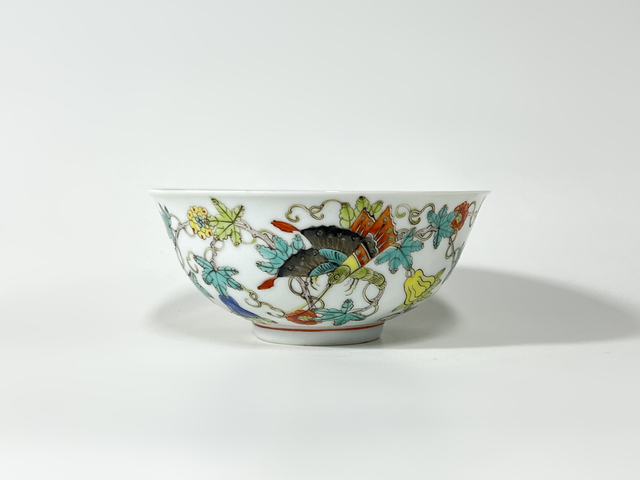 古玩陶瓷民國(guó)·粉彩瓜瓞綿綿紋碗真品鑒賞圖