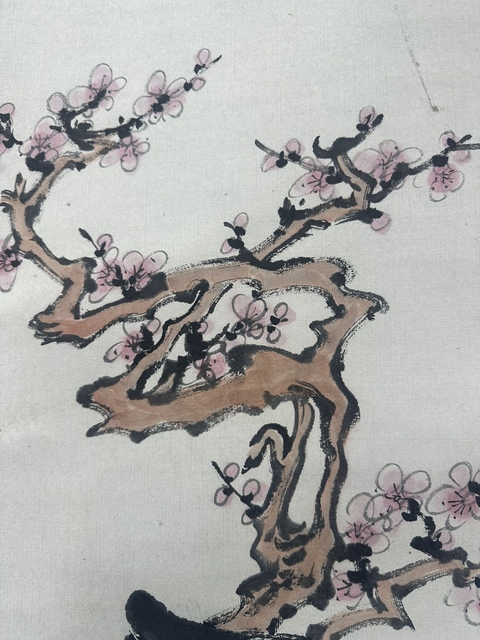 古玩字畫梅竹小鳥真品鑒賞圖