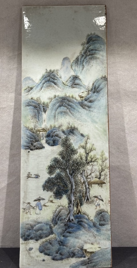 古玩陶瓷山水紋瓷板畫真品鑒賞圖