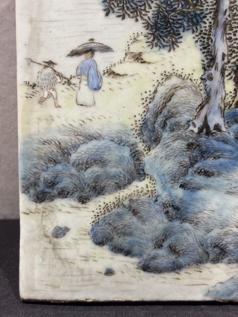 古玩陶瓷山水紋瓷板畫真品鑒賞圖