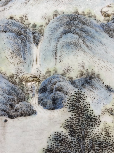 古玩陶瓷山水紋瓷板畫真品鑒賞圖