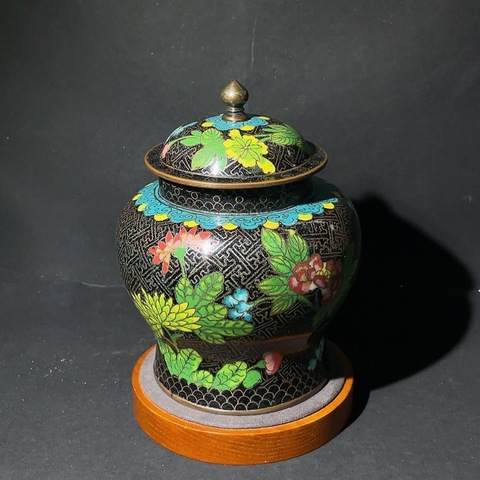 古玩銅器景泰藍蓋缸真品鑒賞圖