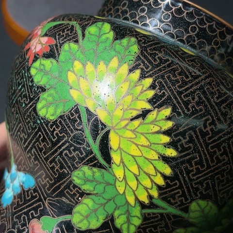 古玩銅器景泰藍蓋缸真品鑒賞圖