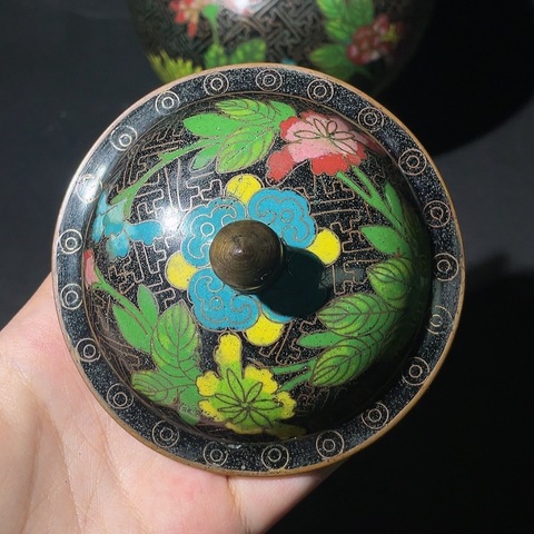 古玩銅器景泰藍蓋缸真品鑒賞圖